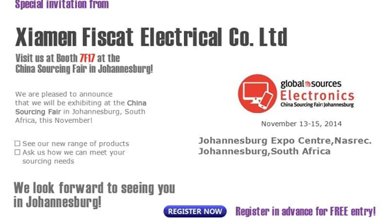 फिस्काट जोहानेसबर्ग दक्षिण अफ्रिका में ग्लोबल्यूब स्रोत इलेक्ट्रोनिक के सहभागी होगा